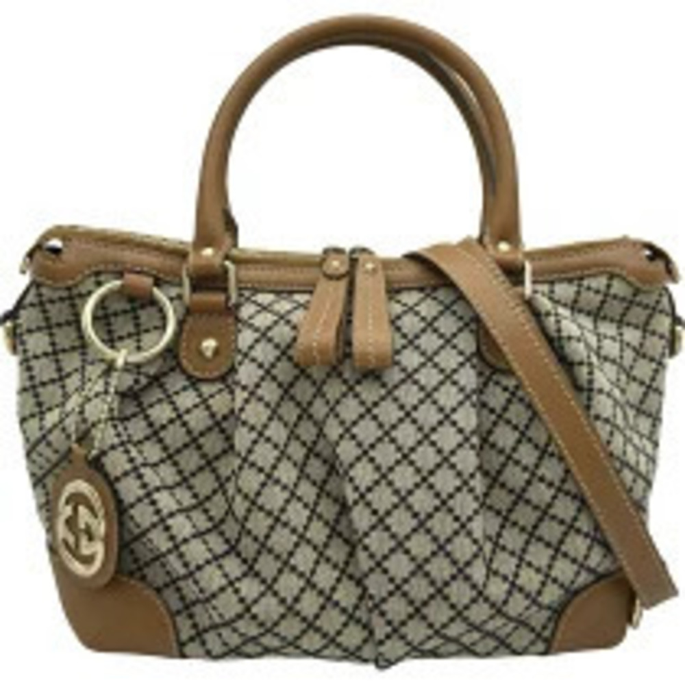 Gucci Diamante Sukey Tote Bag Beige Cream Canvas